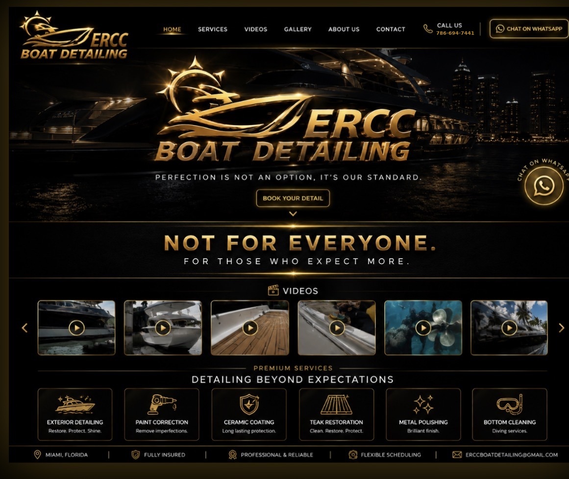 ERCC Boat Detailing luxury website design